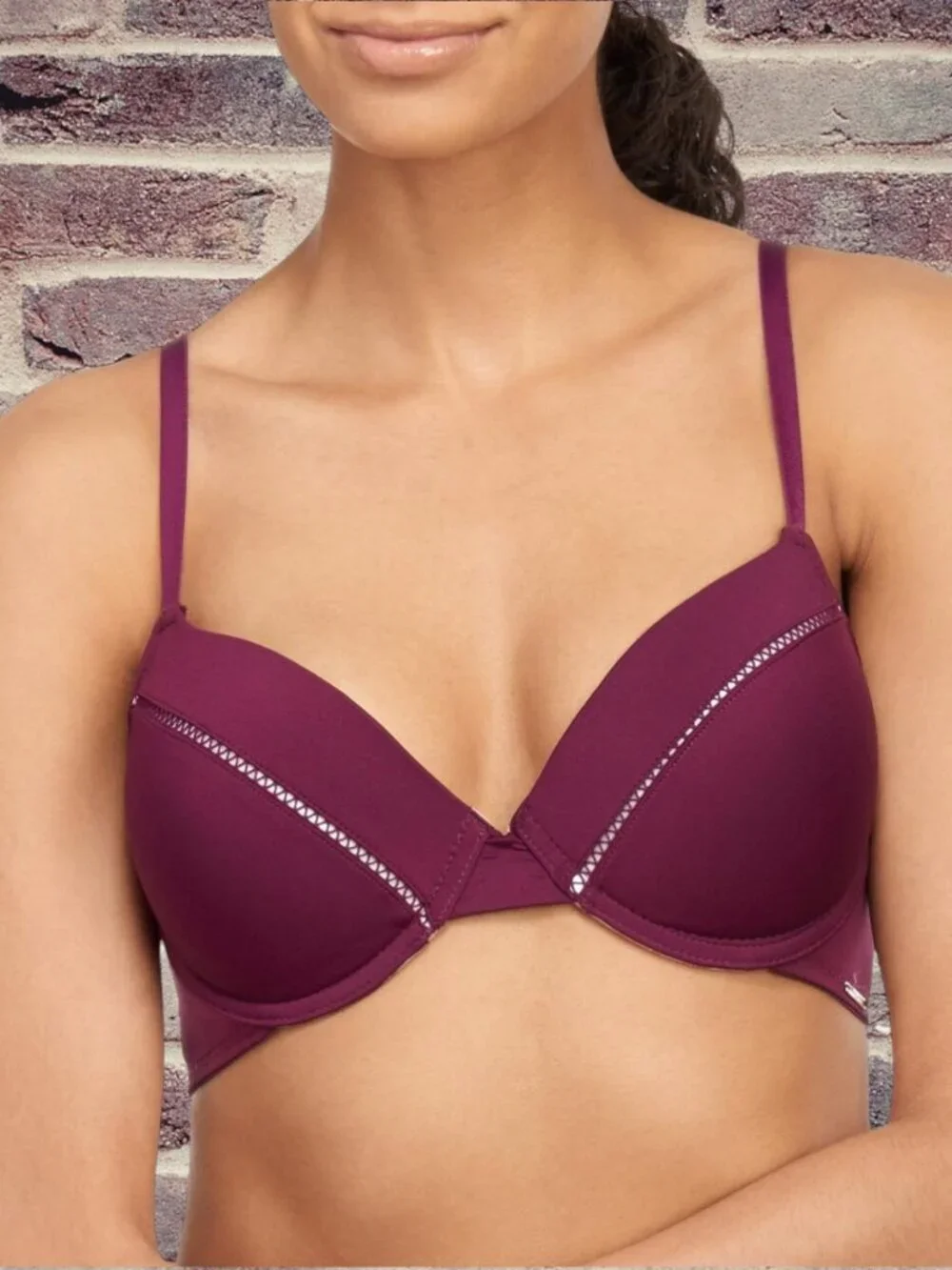 NWT Vince Camuto Push Up Bra 34C Pink Logo Lined Adjustable Underwire VC051033